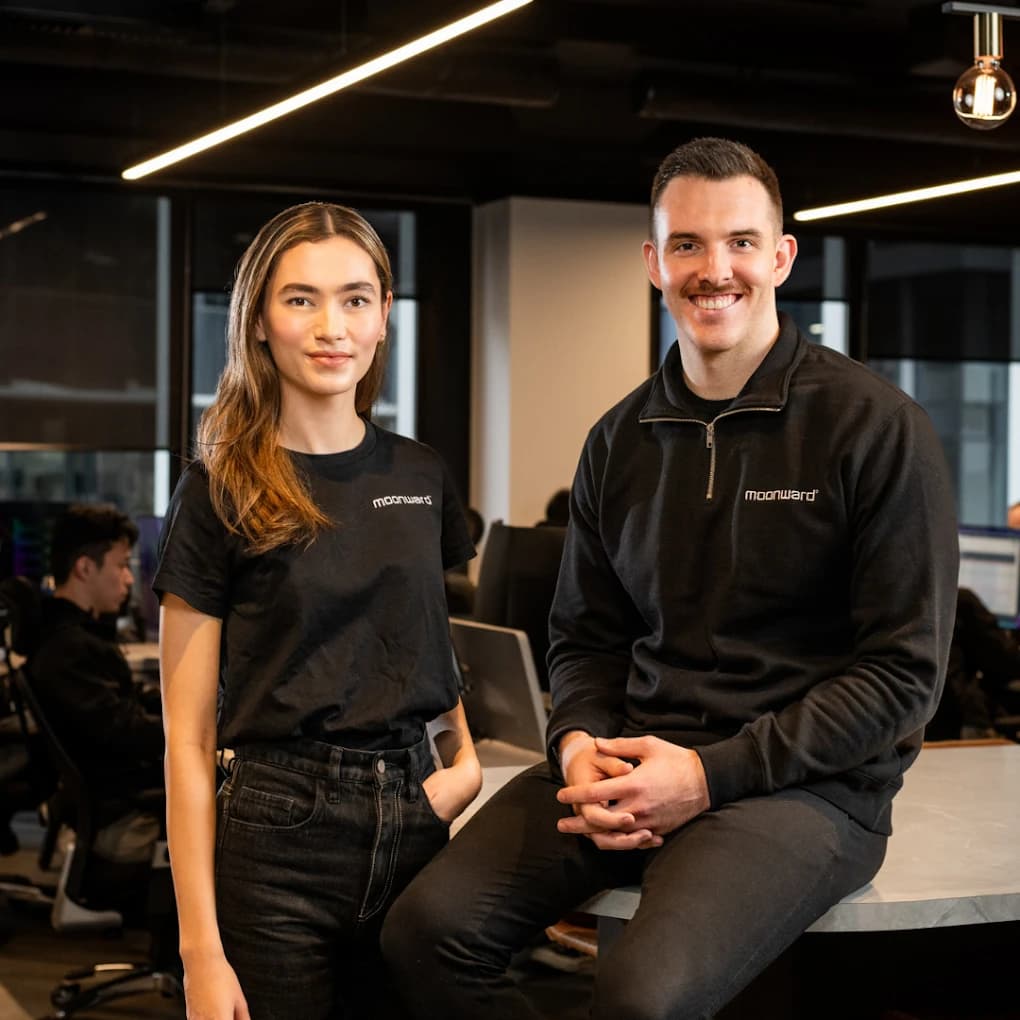 Moonward's two founders in the Brisbane office